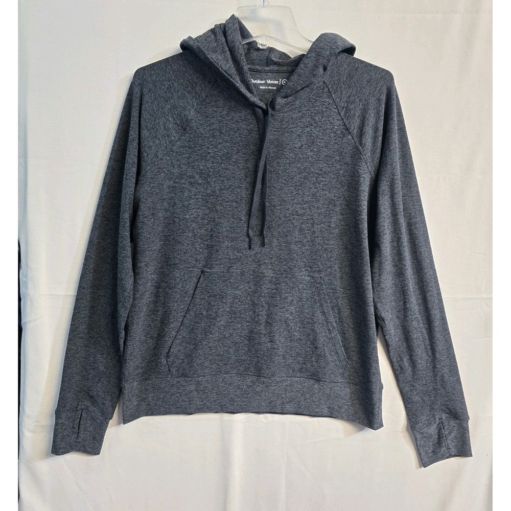 Outdoor Voices CloudKnit Hoodie Charcoal Gray Heathered Pullover Medium